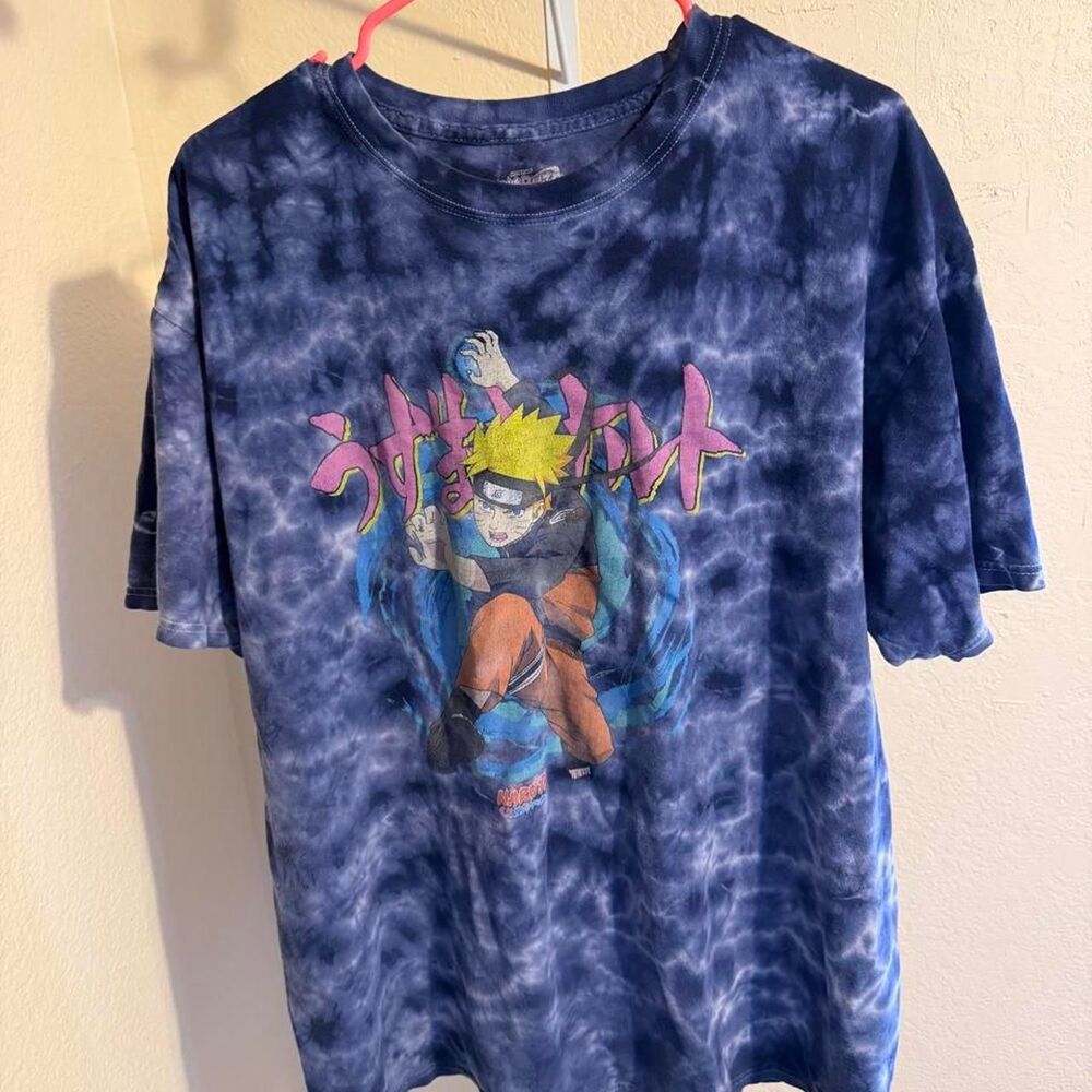 Naruto Shippuden 20th Anniversary Blue Tie Dye Graphic T-Shirt - Size L